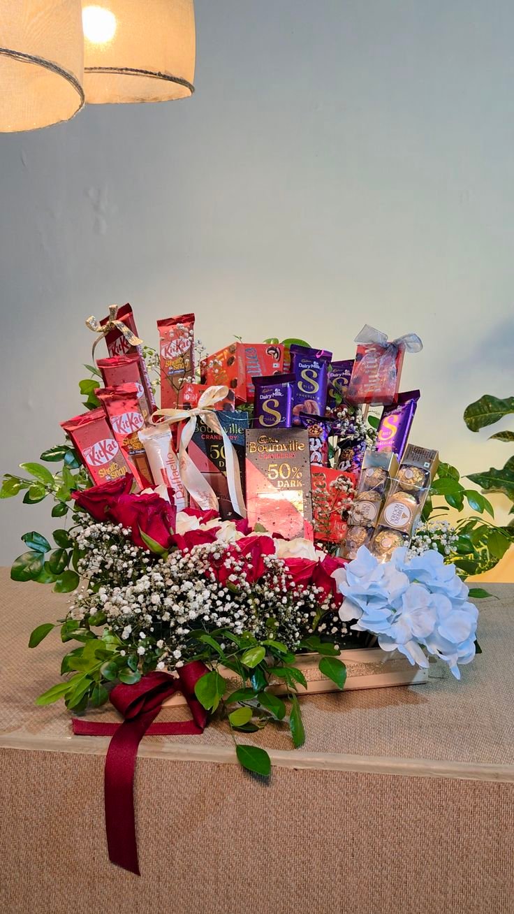 Luxe Leaf & Love_ Chocolate Floral Hamper for him!